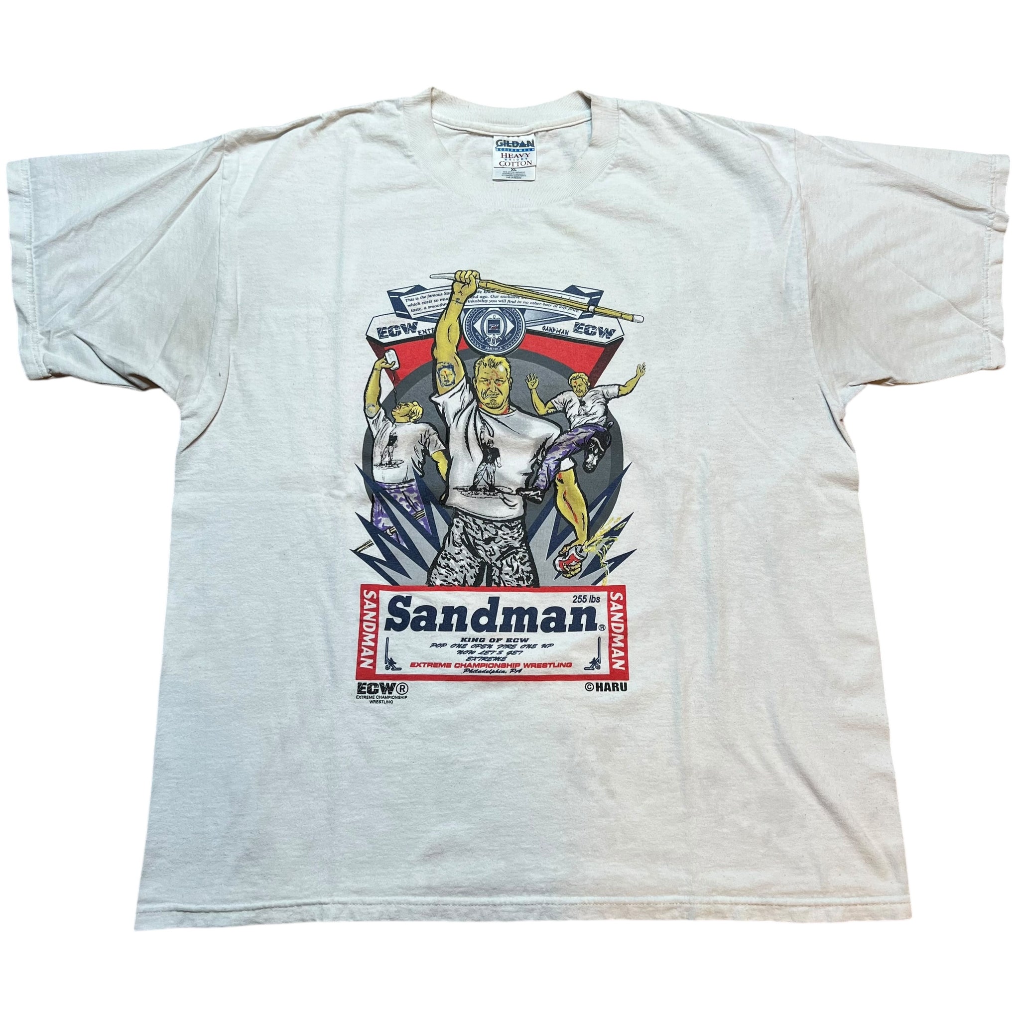 Vintage Sandman Blood Sweat Beers ECW Wrestling T Shirt 90s White 