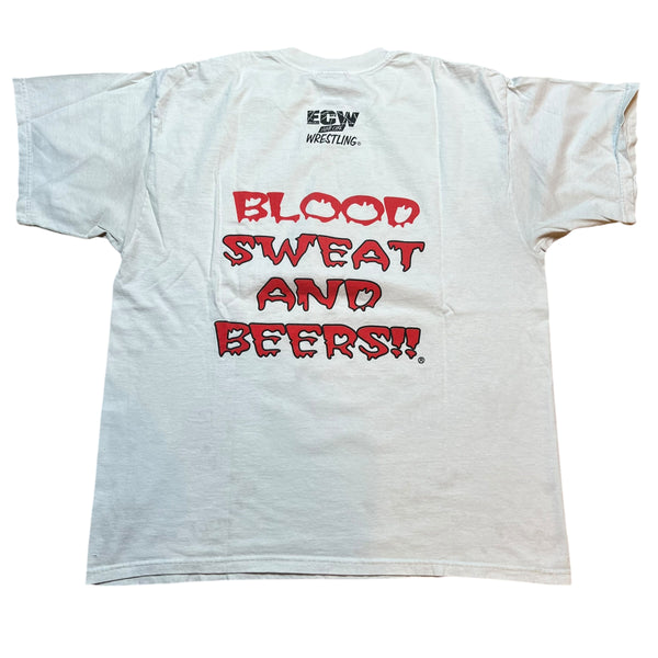 Vintage Sandman Blood Sweat Beers ECW Wrestling T Shirt 90s White XL