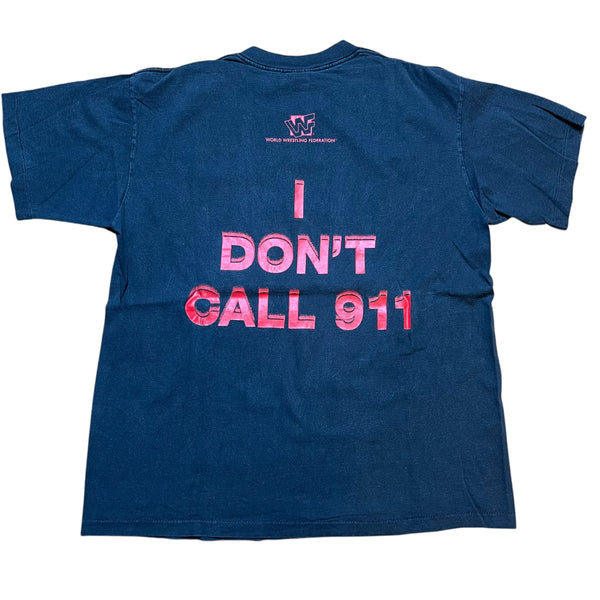 Vintage TEE JAYS Brian Pillman Loose Cannon I Don't Call 911 WWF Wrestling T Shirt 90s Black L