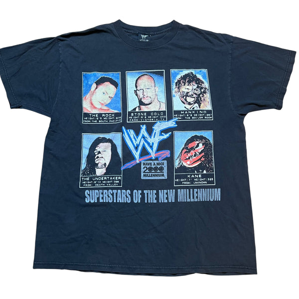 Vintage WWF Attitude Superstars of the New Millennium Stone Cold The Rock Undertaker 2000 T Shirt 2000s XL
