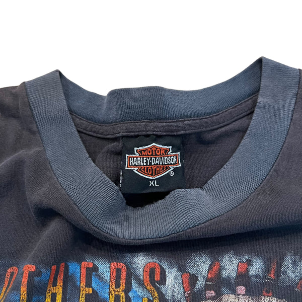 Vintage 3D EMBLEM Harley Davidson Brothers In The Wind 1990 T Shirt 90s Black XL