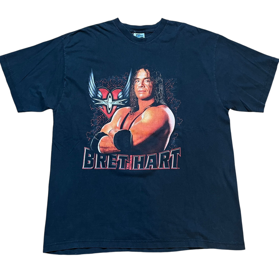 Vintage ROYAL AVALON Bret 'The Hitman' Hart ECW Wrestling T Shirt 90s Black 2XL