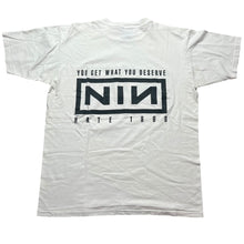 Load image into Gallery viewer, Vintage ONEITA Nine Inch Nails NIN You Get What You Deserve Hate 1990 Tour T Shirt 90s White XL
