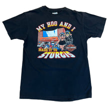 Load image into Gallery viewer, Vintage HARLEY DAVIDSON My Hog and I Made It To Sturgis 1990 T Shirt 90s Black L
