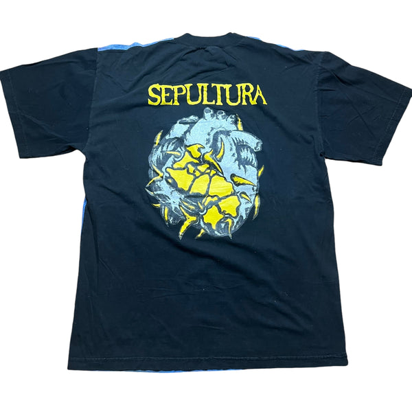 Vintage NEW ROCK Sepultura All Over Print Euro Tour T Shirt 90s AOP Black XL