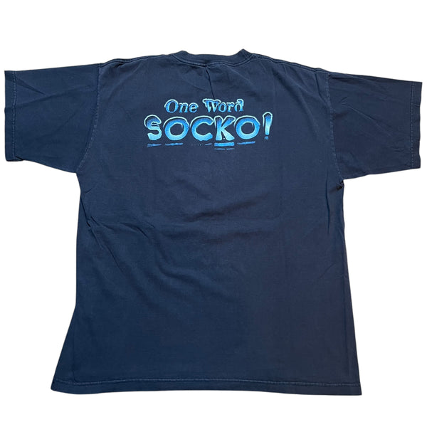 Vintage ALSTYLE Mick Foley Mankind Talk To The Sock One Word Socko Wrestling T Shirt 90s Black XL
