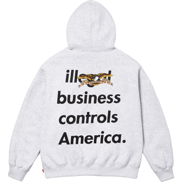 NEW Supreme Antihero Hooded Sweatshirt Ash Grey Sz Large