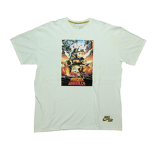 Load image into Gallery viewer, Vintage NIKE Air Charles Barkley vs Godzilla Spell Out Swoosh T Shirt 2000s White XL
