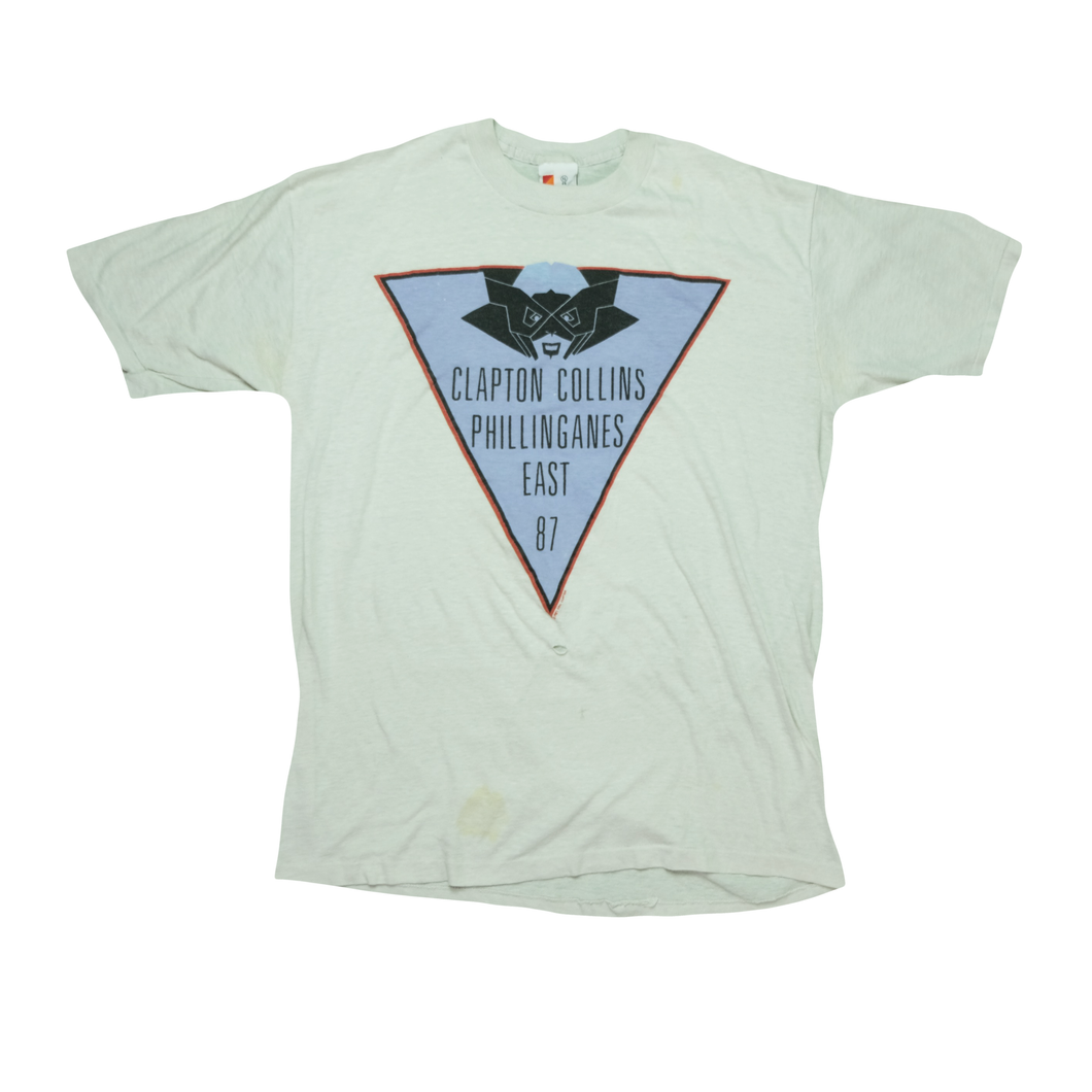 Vintage SIGNAL Eric Clapton Phil Collins Phillinganes East 1987 Tour T Shirt 80s White XL