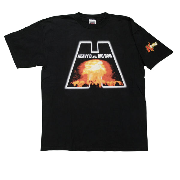 Vintage TULTEX The Harris Brothers Heavy D & Big Ron H-Bomb Wrestling T Shirt 90s Black XL