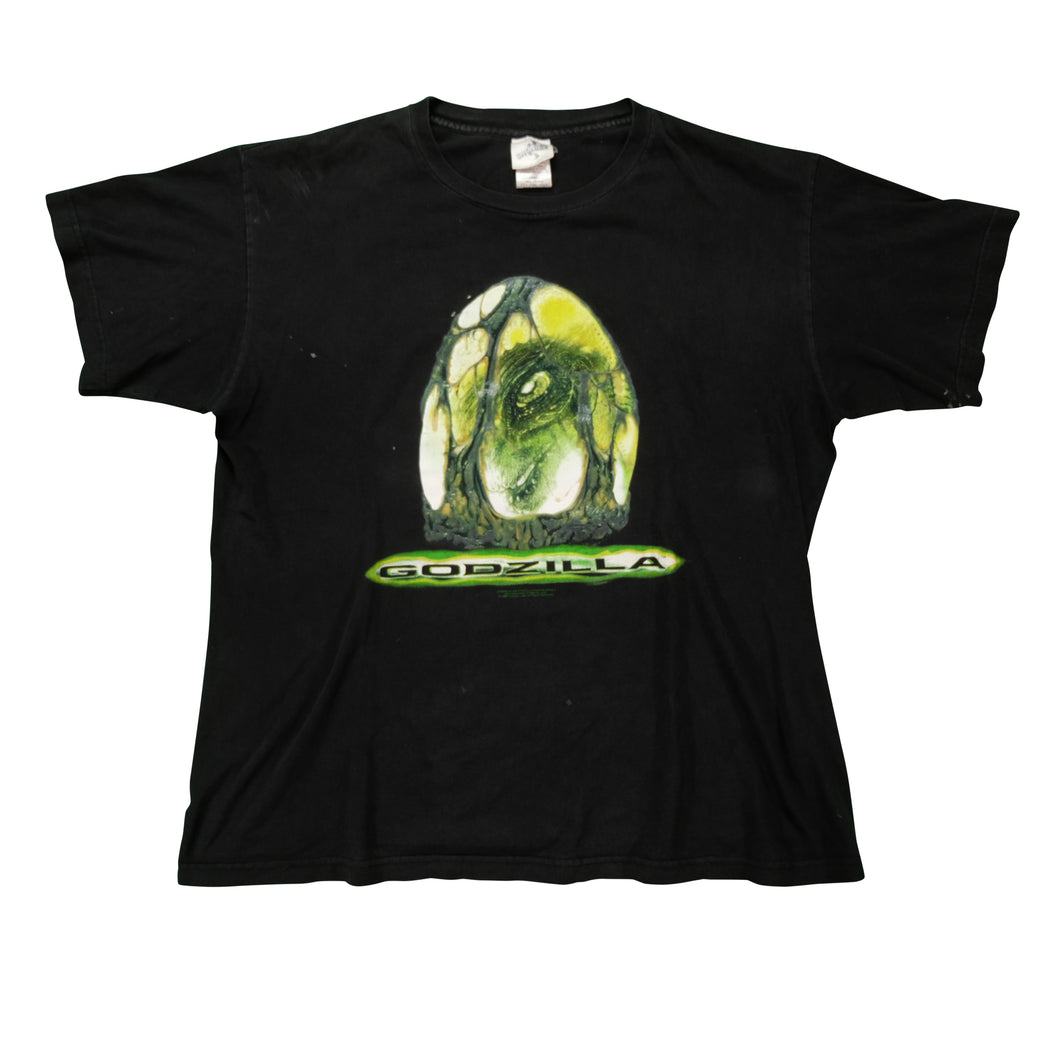 Vintage CRONIES Godzilla 1998 Film Egg T Shirt 90s Black L