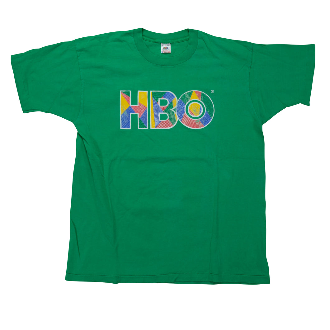 Vintage HBO Logo Graphic T Shirt 90s Green XL