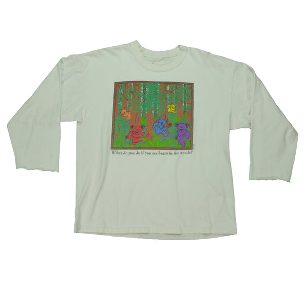 Vintage Grateful Dead What Do You Do If You See Bears In The Woods? Play Dead 1998 Tour T Shirt 90s White