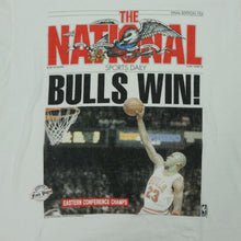 Load image into Gallery viewer, 1991 The National Newspaper Bulls Win! Michael Jordan Tee on Screen Stars
