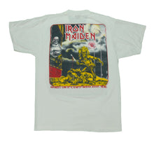 Load image into Gallery viewer, Vintage SCREEN STARS Iron Maiden&#39;s Gonna Get Ya No Matter Who You Are T Shirt 90s White L
