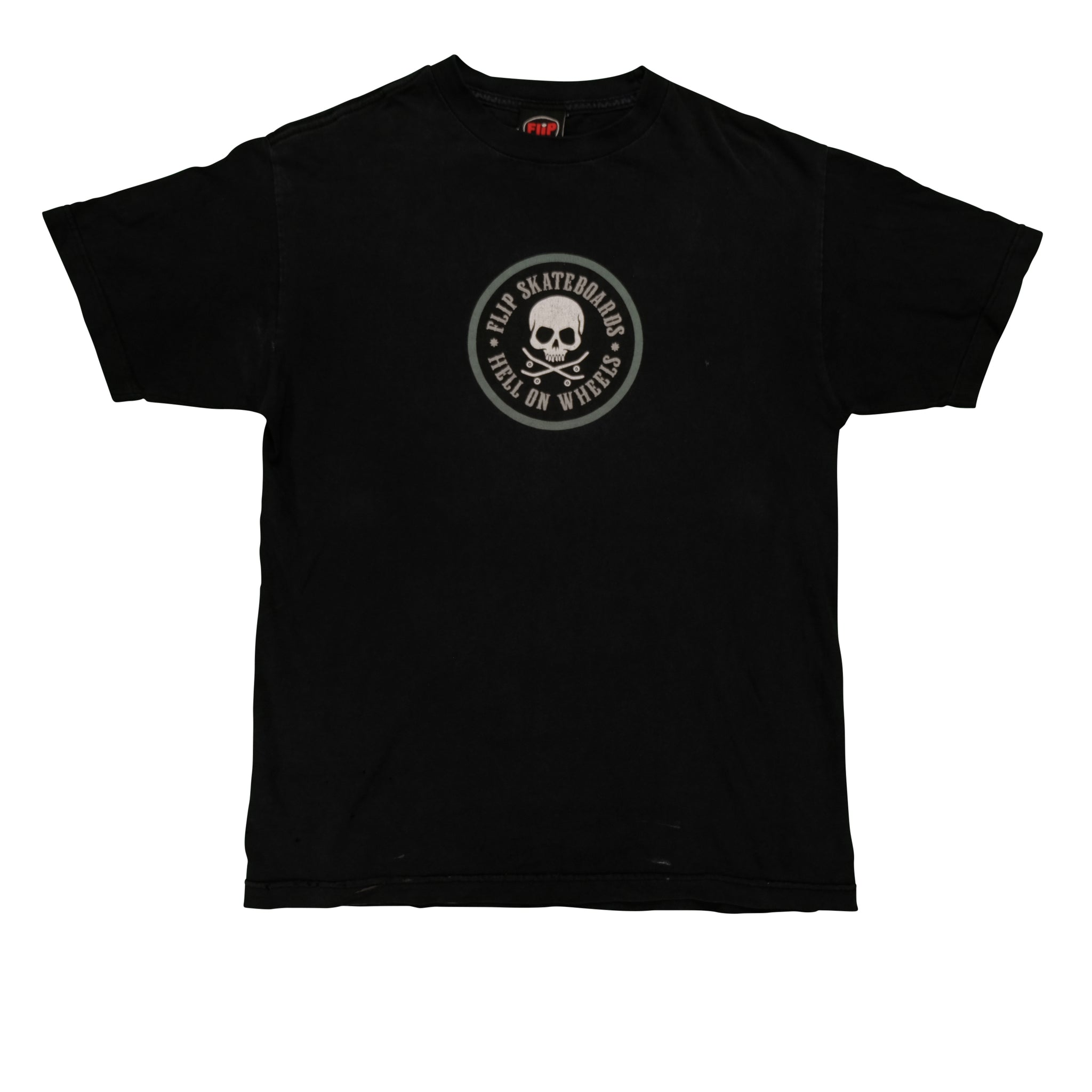 Vintage FLIP Skateboards Hell On Wheels Skull T Shirt 2000s Black