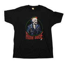 Load image into Gallery viewer, Vintage SCREEN STARS Q FX Rude Dude Punk Rock Skeleton T Shirt 80s 90s Black XL
