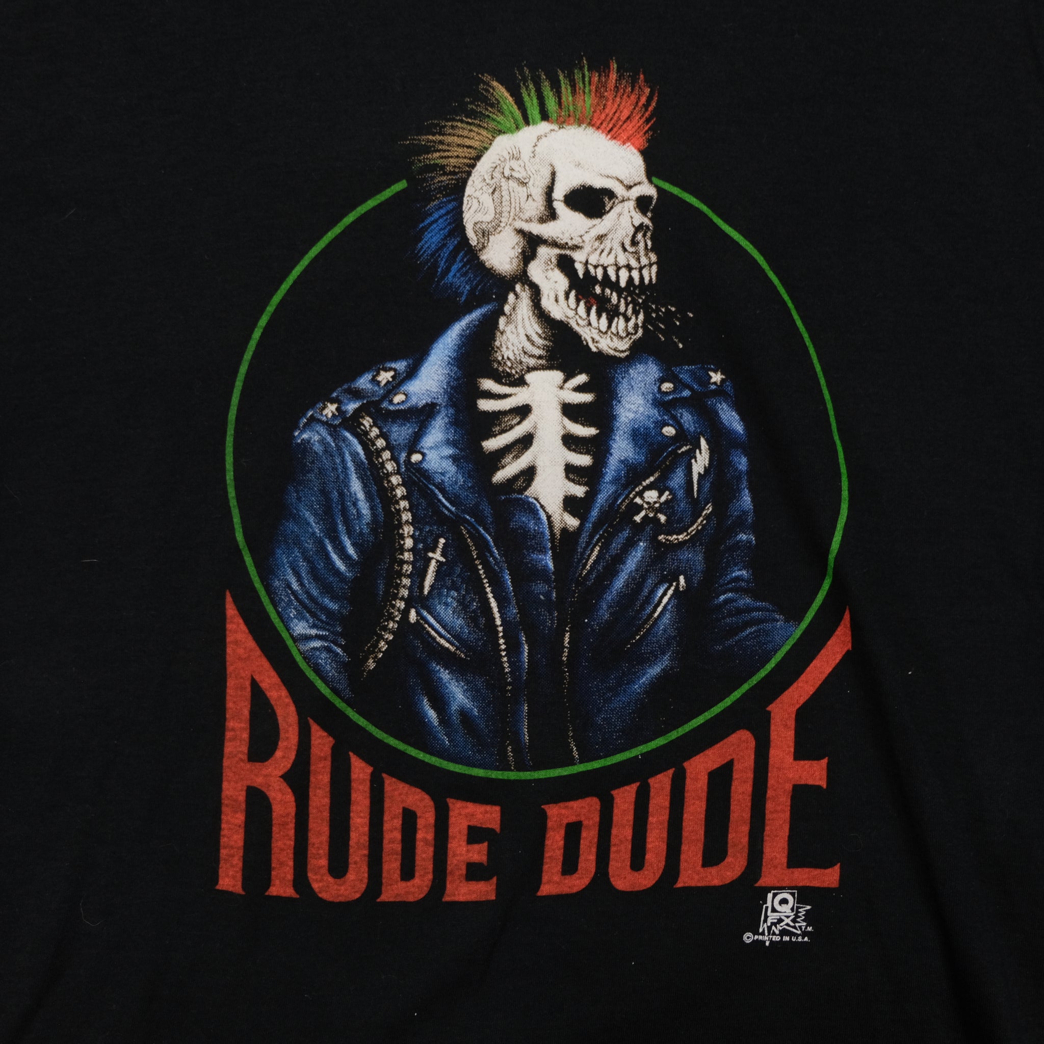 Vintage SCREEN STARS Q FX Rude Dude Punk Rock Skeleton T