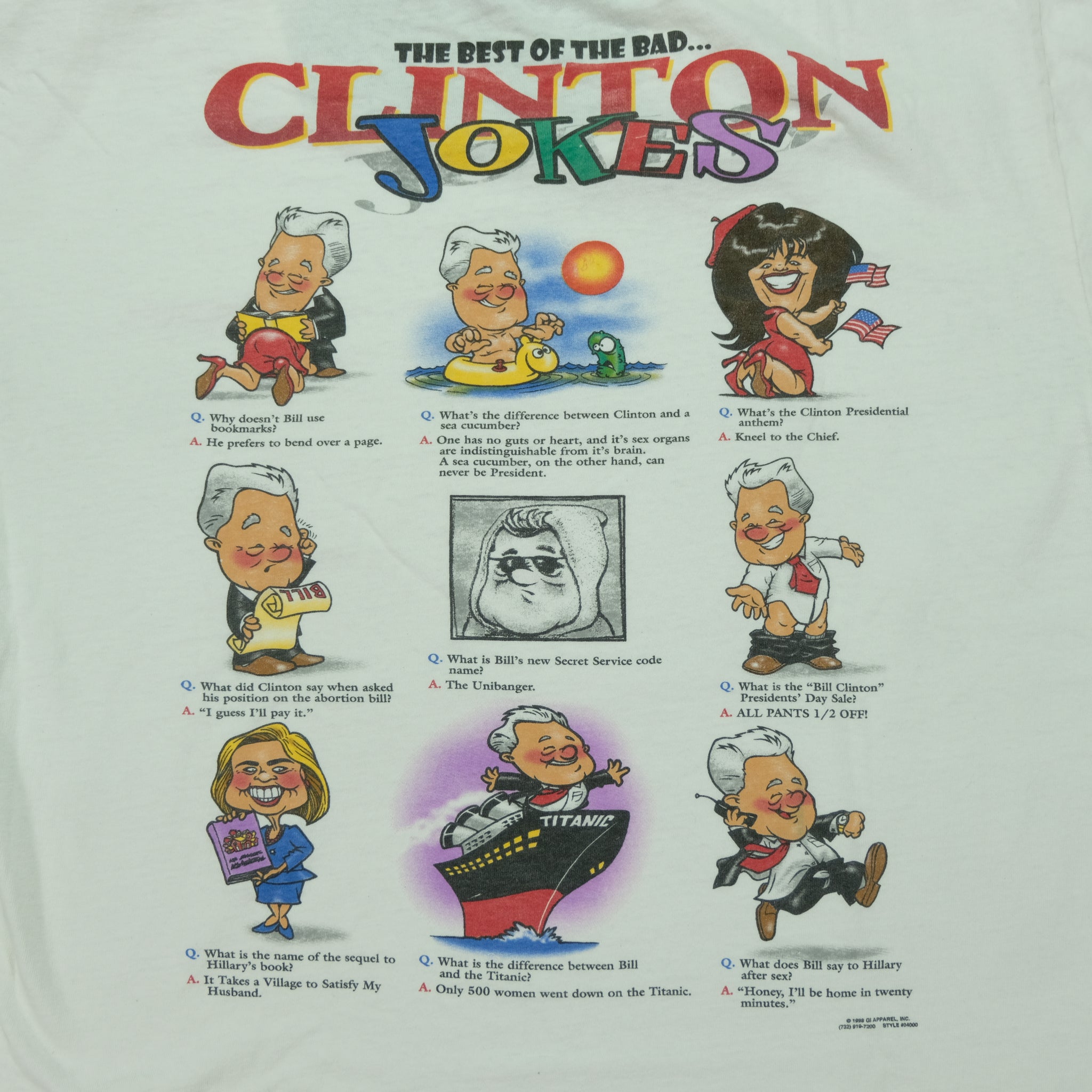 Vintage The Best of the Bad Bill Clinton Jokes 1998 T Shirt 90s XL – Reset  Web Store