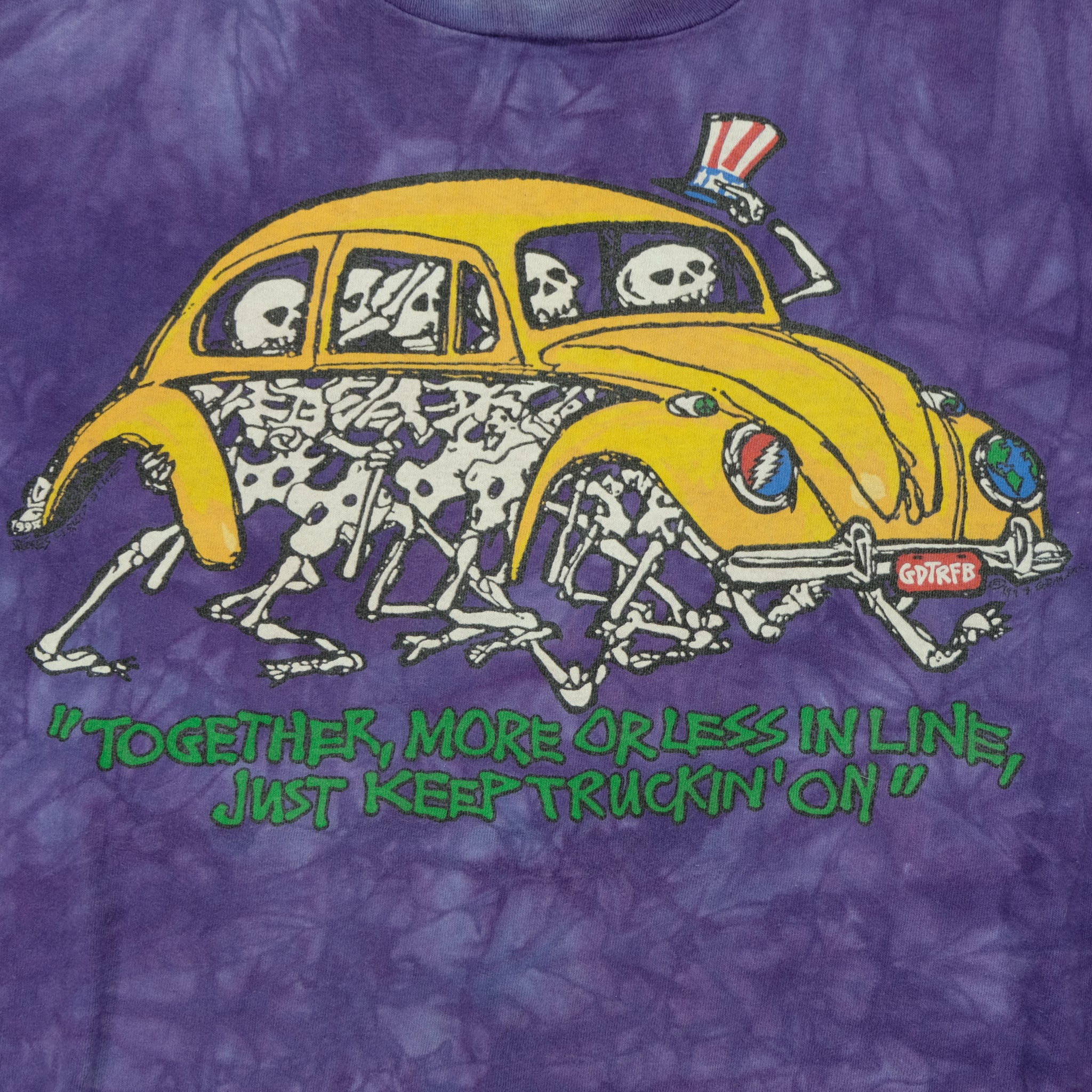 Vintage Liquid Blue Grateful Dead Xing Keep On Truckin' Skeletons Tie Dyed 1998 T Shirt 90s Purple XL
