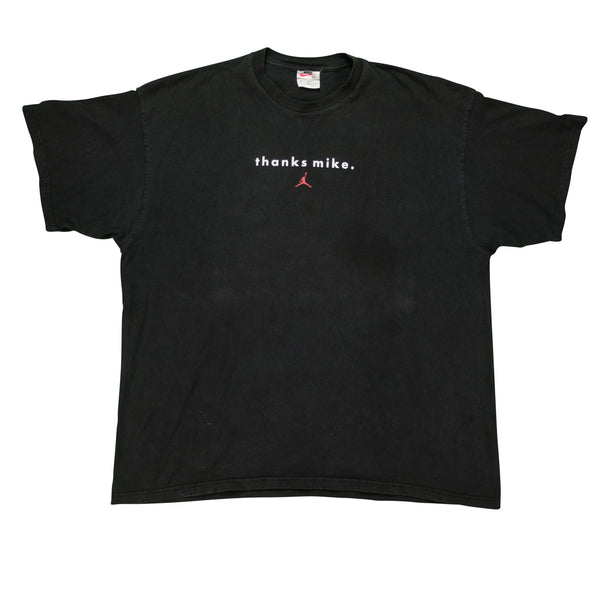 Vintage NIKE Thanks Mike For Inspiring Us Michael Jordan Retirement T Shirt 2000s Black 2XL