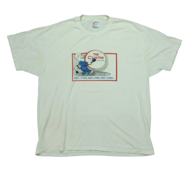Vintage The Clinton Administration Still Lying T Shirt 90s White XL