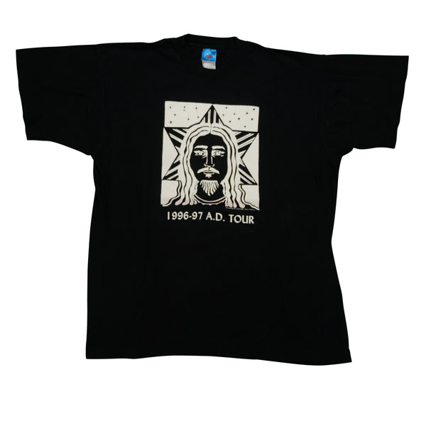 Vintage A.D. Christian Rock Band Jesus Christ Face 1996-97 Tour T Shirt 90s Black XL