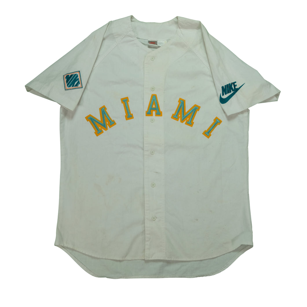 Vintage NIKE Miami Hurricanes Baseball Jersey White 90s XL