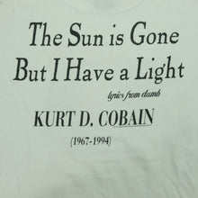 Load image into Gallery viewer, Vintage END OF MUSIC Kurt Cobain Nirvana Unplugged The Sun Is Gone Memorial 1995 T Shirt 90s White XL
