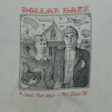 Load image into Gallery viewer, Vintage Dollar Daze Couch Freak Boogie Skydiving American Gothic 1989 T Shirt 80s White L
