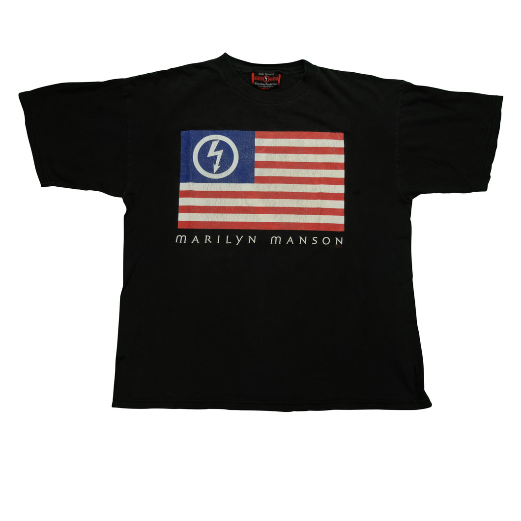 Vintage 1997 Marilyn Manson Remix & Repent Album Tour USA Flag Tee 