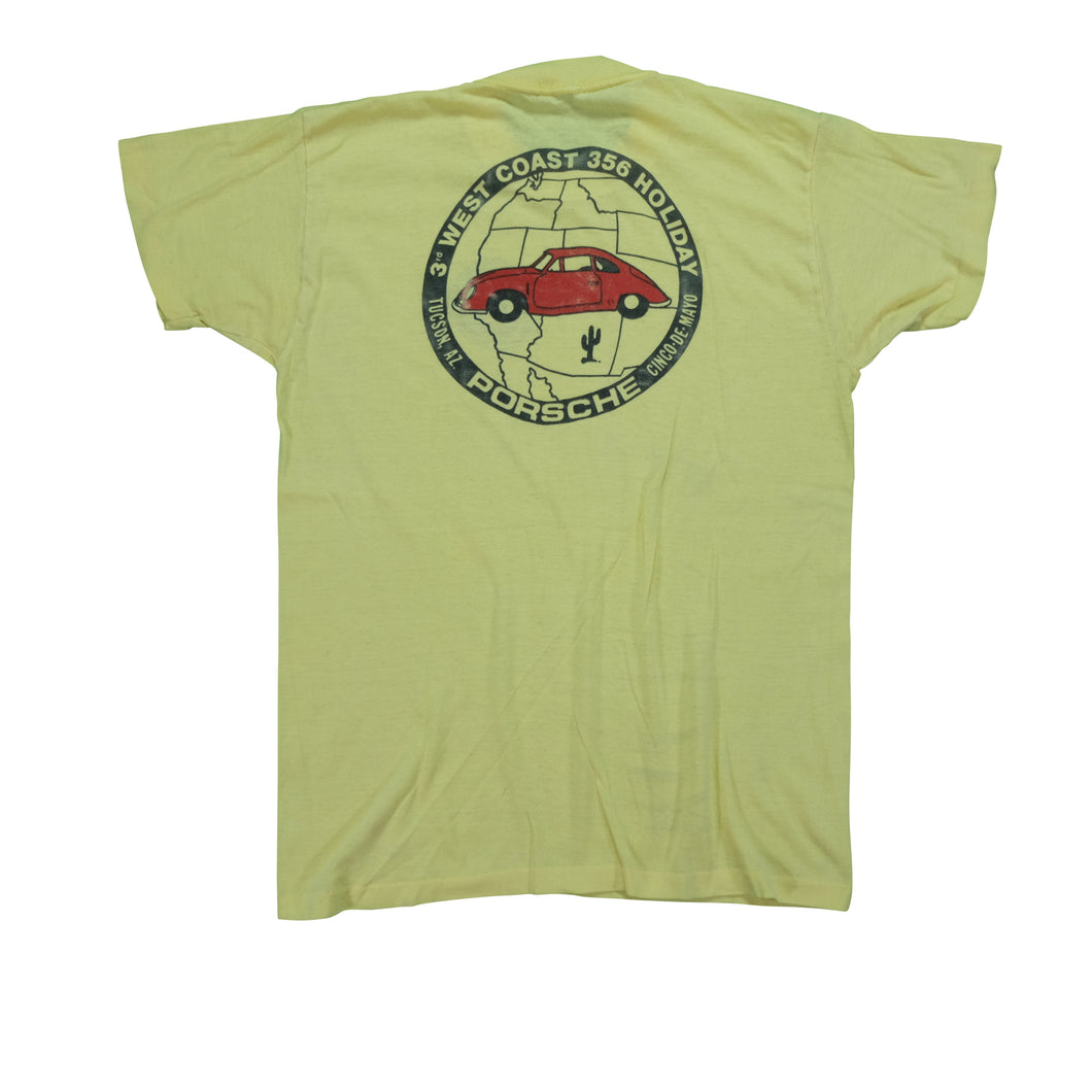 Vintage Porsche West Coast 356 Holiday T Shirt 80s 90s Yellow