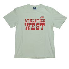 Load image into Gallery viewer, Vintage NIKE Athletics West Spell Out Swoosh T Shirt 80s White M
