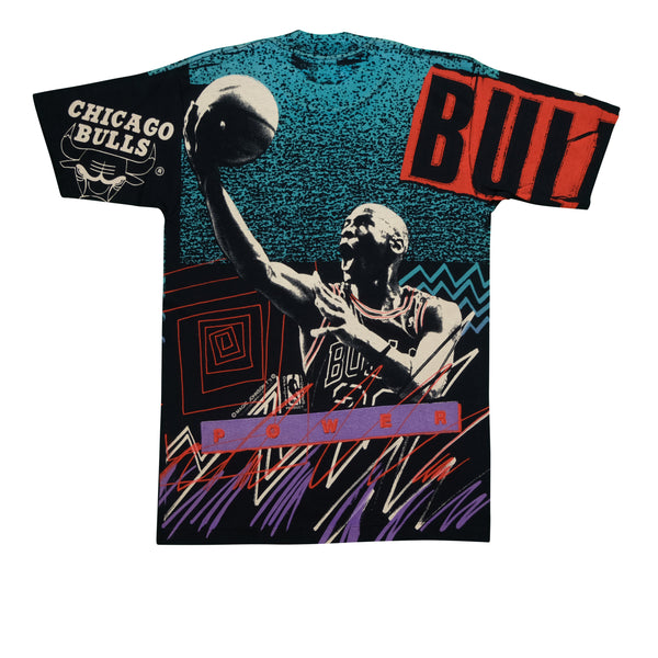 Vintage MAGIC JOHNSON T's Chicago Bulls Michael Jordan Power All Over Print T Shirt 90s Multicolor L
