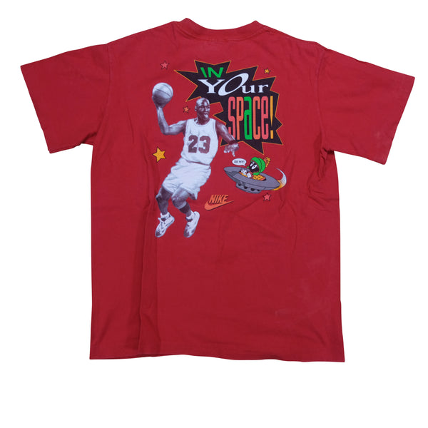 Vintage NIKE Marvin the Martian Michael Jordan In Your Space 1993 T Shirt 90s Red Youth XL