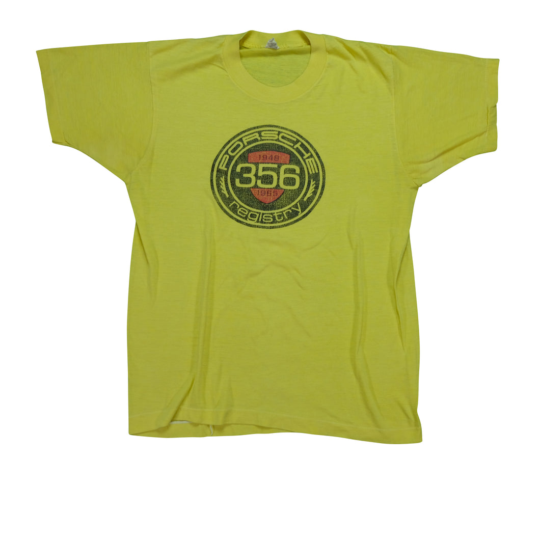 Vintage SCREEN STARS Porsche 356 Registry T Shirt 80s Yellow L
