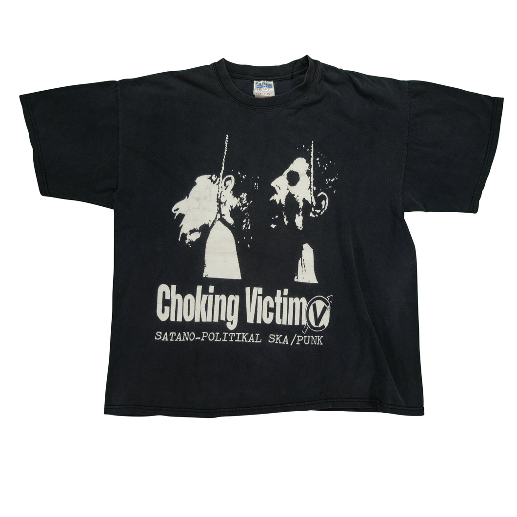 Vintage Choking Victim Satano-Politikal Crack-Rock T Shirt 2000s Black XL