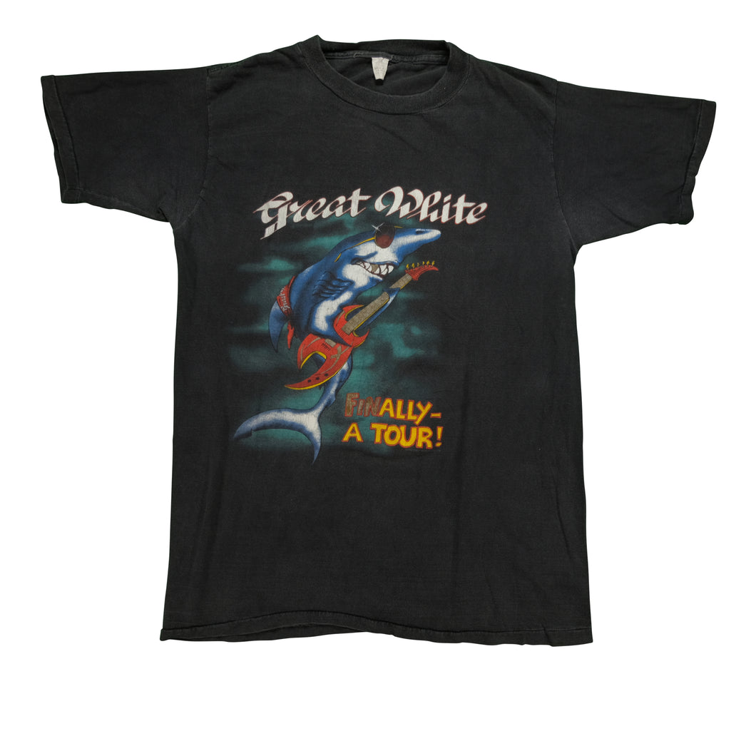 Vintage Great White Bite Back 1987 Tour T Shirt 80s Black XL