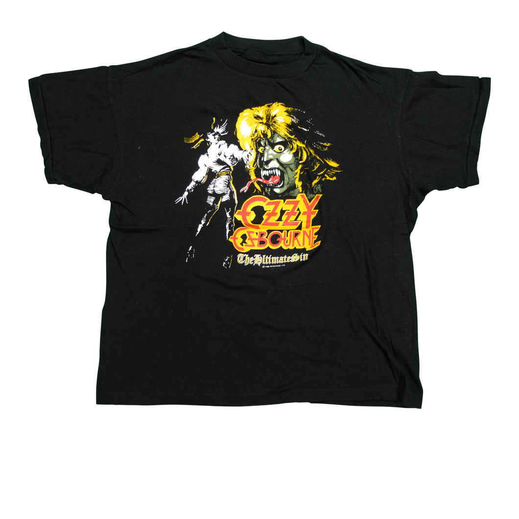 Vintage Ozzy Osbourne The Ultimate Sin 1986 Album T Shirt 80s Black