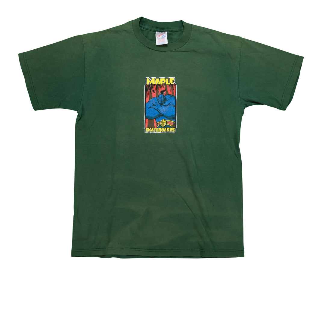 Vintage Maple Skateboards Genie T Shirt 90s Green M
