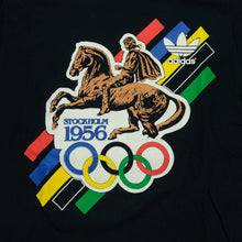 Load image into Gallery viewer, Vintage ADIDAS Helinski 1952 Stockholm 1956 Summer Olympics Long Sleeve T Shirt 80s 90s Black L
