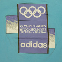 Load image into Gallery viewer, Vintage ADIDAS Stockholm 1912 München 1972 Summer Olympics T Shirt 80s 90s Blue L
