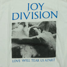 Load image into Gallery viewer, Vintage SCREEN STARS Joy Division Love Will Tear Us Apart T Shirt 90s White L
