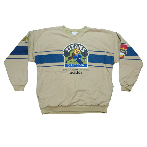 Vintage ADIDAS Daytona Titans 1939 Division Football Champs Sweatshirt 80s 90s Brown L