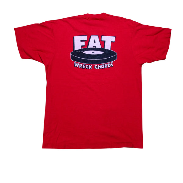 Vintage SCREEN STARS Fat Wreck Chords Punk Rock Record Label T Shirt 90s Red L