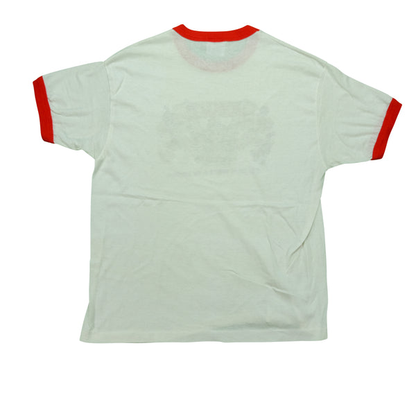 Vintage TEE JAYS Joker The Finest Rolling Papers in the Kingdom Ringer T Shirt 90s White Red XL