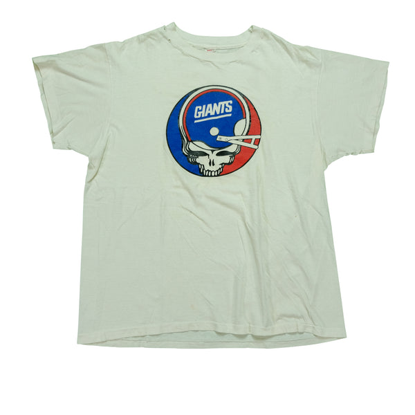 Vintage Grateful Dead New York Giants Steal Your Face Helmet T Shirt 80s 90s White XL