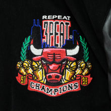 Load image into Gallery viewer, Vintage 1998 Jeff Hamilton Chicago Bulls Repeat 3Peat NBA Champs Varsity Jacket
