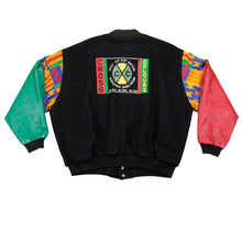 Load image into Gallery viewer, Vintage CROSS COLOURS Post Hip Hop Nation Academic Hard Wear Spell Out Wool Leather Varsity Jacket 90s Black 2
