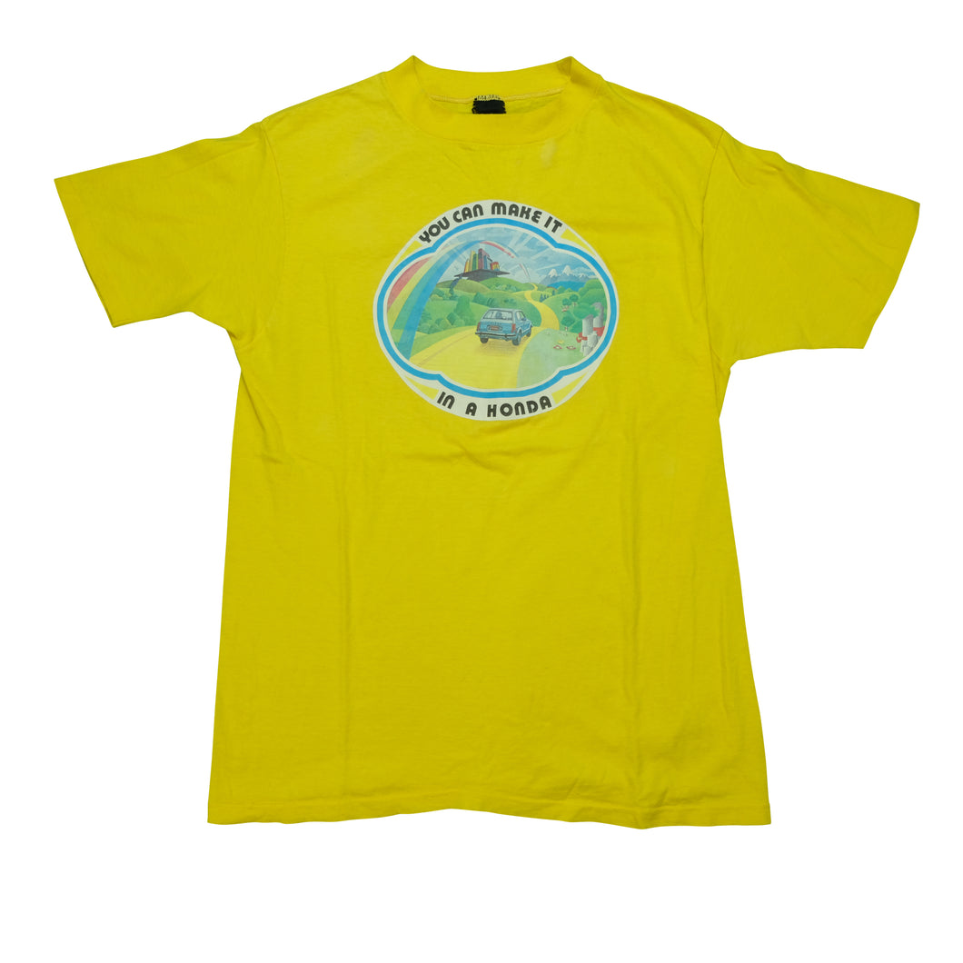 Vintage You Can Make It in a Honda T Shirt 80s Yellow